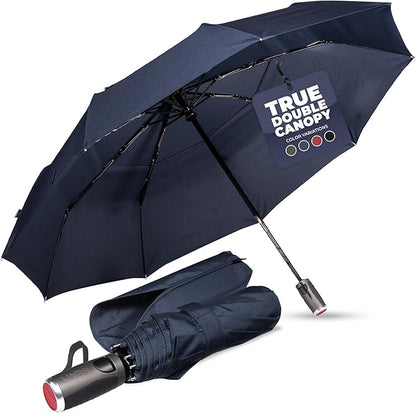 LifeTek Premium Travel Umbrella - Windproof & Compact for Men & Women, Automatic Open Close, Fits in Purse Laptop Bag or Backpack, Strong Frame for Heavy Rain & Sun UV Protection