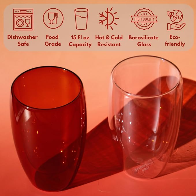 Double Walled Coffee Glass Set of 2