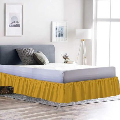 Ruffled Bed Skirt (Twin XL, Gold) 18 Inch Drop Dust Ruffle with Platform, 100% Cotton 600 Thread Count Fabric, Gathered Styling, Available in All Bed Sizes and 23 Colors - Bedskirt