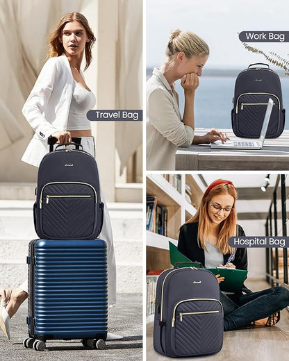 LOVEVOOK Laptop Backpack for Women, 17 Inch Large Capacity Travel Computer Work Bags, Business Nurse Backpack Purse for Womens, Backpacks, Dark Grey