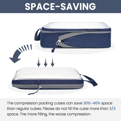 BAGAIL 6 Set Ultralight Compression Packing Cubes Packing Organizer for Travel Accessories Luggage Suitcase Backpack