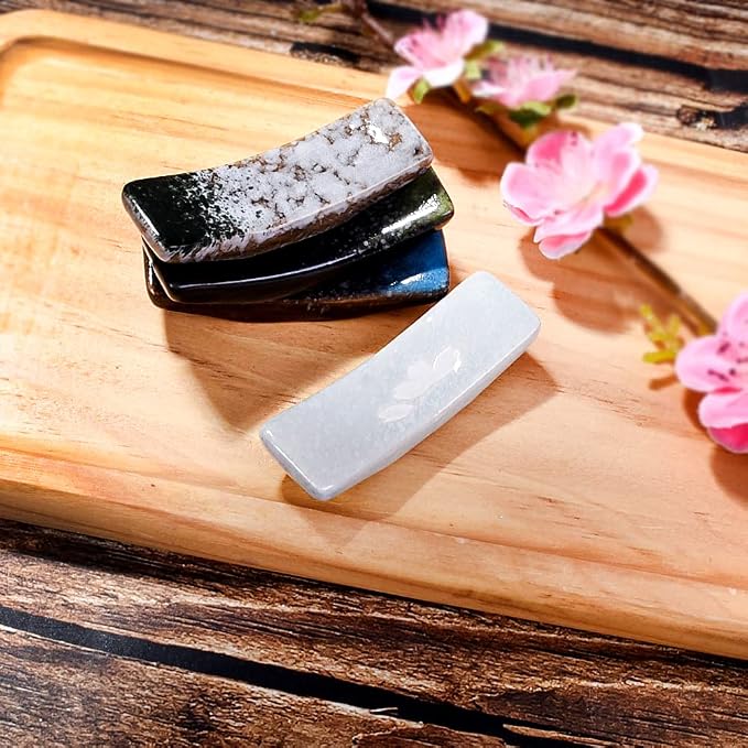 Ceramic Chopstick Rest Set of 4, Reactive Kiln Glaze Spoon Fork Holders |