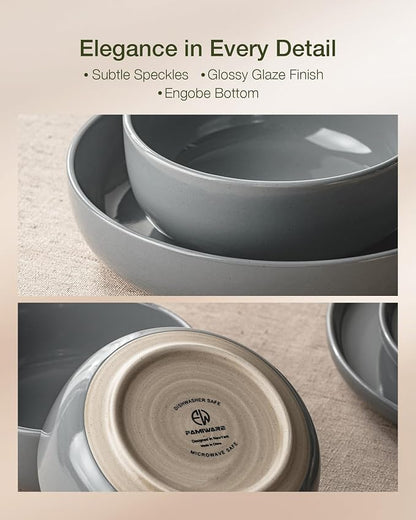 Famiware Milkyway 16-Piece Stoneware Plates and Bowls, Dark Gray | Dinnerware