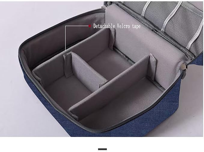 Cable Organizer bag for women or men,Electronic Accessories Carry Case Portable Waterproof Double Layers All-in-One Storage Bag for Cord, Charger, Phone, Earphone (Navy blue)