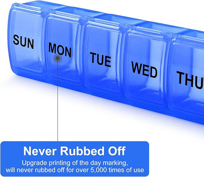 Small Pill Organizer 2 Times a Day, 2 Pack 7 Day Pill Box 1 Time a Day, Travel Friendly Day Night Vitamin Organizer, Weekly Pill Case Container