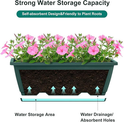 smusei 4 Pack Railing Planter Box Window Boxes Planters