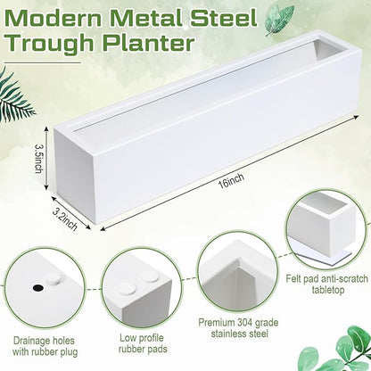 16.1 x 3.2 x 3.5 Inch Long Rectangular Planter Box Window Sill Plant Box Metal