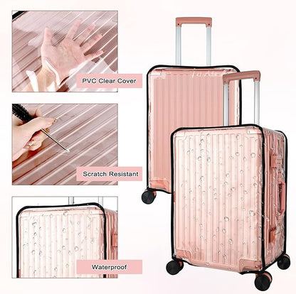 3 Piece Clear PVC Luggage Cover Protector, Waterproof Plastic Suitcase Cover, 20“ 24” 28” Carry On Luggage Protector Suitcase Cover