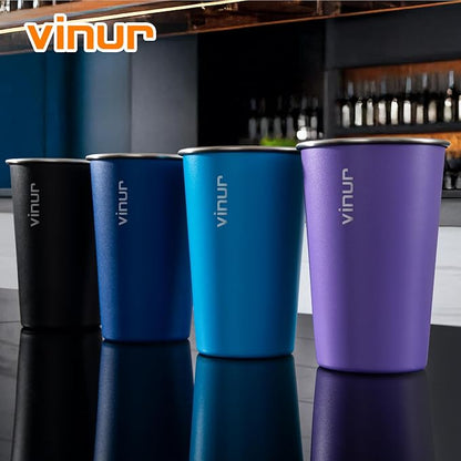 16 oz Stainless Steel Pint Cups-Stackable Metal Drinking Glasses 6 Pcs |