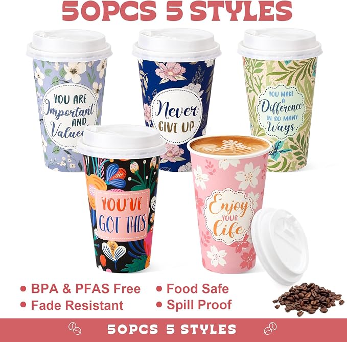 50 Pack 16 oz Disposable Coffee Cups