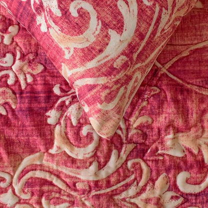 The HomeCentric King/Queen/Twin Pink Decorative Twin 53"x18" Bed Runner Without Pillow Cover, Damask, Quilted Bed Scarf on Velvet Fabric - Pink Dalliance