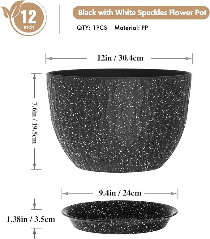12 Inch Wide Water Ripples Flower Pots