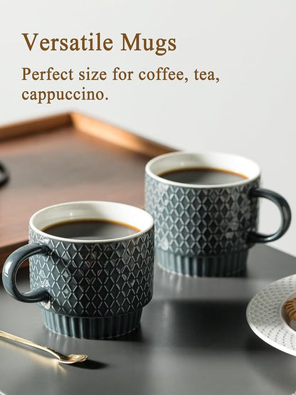 Gomakren Coffee Mugs Set of 4, 13oz Stackable Coffee Cup