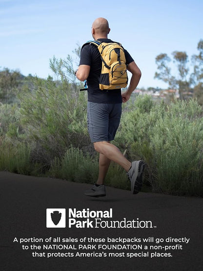 National Park Foundation 18L Hydration Backpack with 2 Liter Hydro Water Bladder Bag, Lightweight Daypack for Cycling, Hiking, Running, Climbing, for Men Women Kids