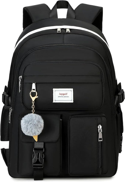 Girls Backpack Stylish Schoolbag Set for College or High Student Laptop Backpack for Women Black