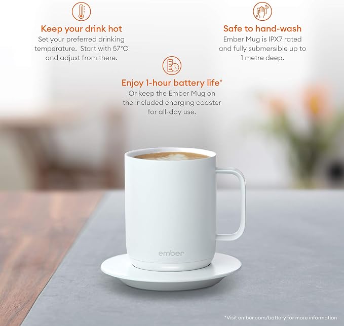 Ember Temperature-Control Smart Mug, 10 Ounce, 1-hr Battery Life