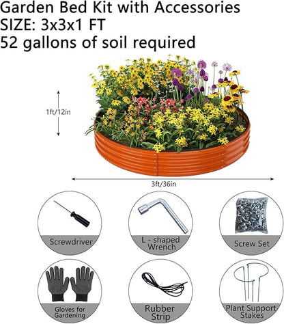 Galvanized Metal Planter Round Raised Garden Bed Kit