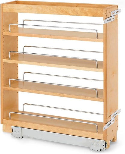 Rev-A-Shelf 5" Pullout Kitchen Cabinet Storage Organizer Slide Out Pantry Spice Rack with Adjustable Shelves for 5.5" W Cabinet Opening, 448-BC-5C