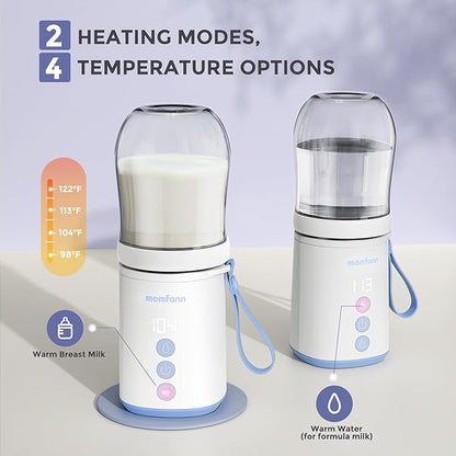 Portable Bottle Warmer, Travel Baby Bottle Warmer for Breastmilk On The Go, Leak-Proof, 2 Modes Fast Heating