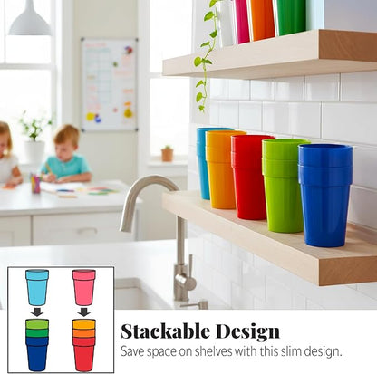US Acrylic Spectrum Unbreakable Plastic 10 ounce Stackable Juice Tumblers in 8