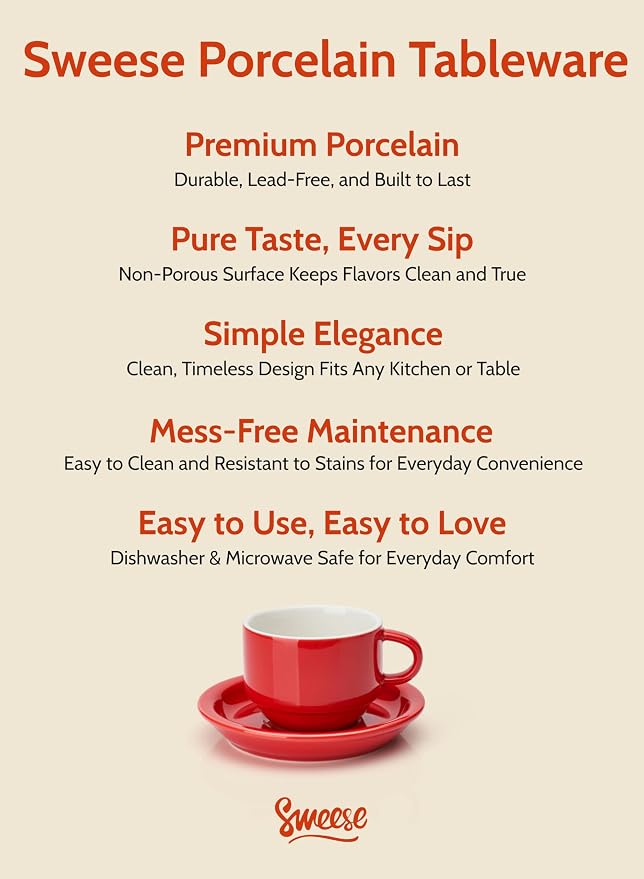 Sweese 8 Ounce Porcelain Stackable Cappuccino Cups