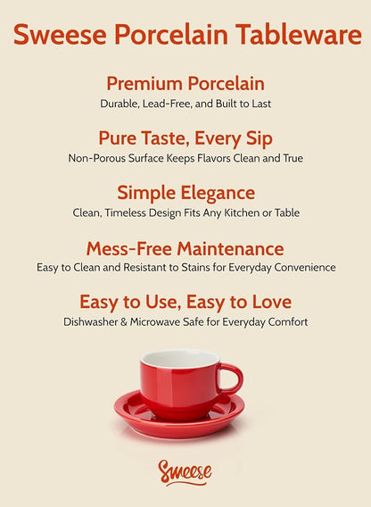 Sweese 8 Ounce Porcelain Stackable Cappuccino Cups