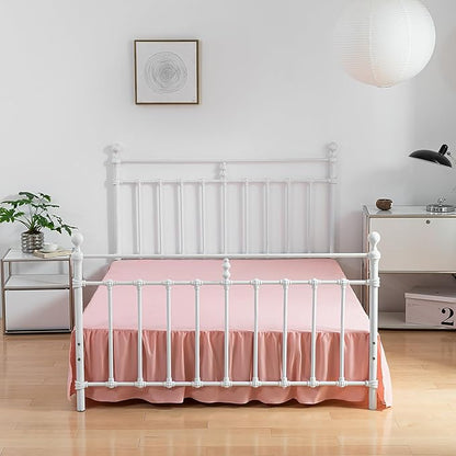 Bed Skirt Queen Size Ruffled Bed Skirts with Split Corners, 16 Inch Drop Dust Ruffle Bed Skirt with Platform,16 Inch, Peach, Queen Size