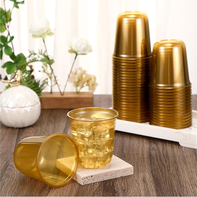 Ziliny 50pcs Disposable Stemless Glasses 12oz Crystal Plastic Wine Glasses