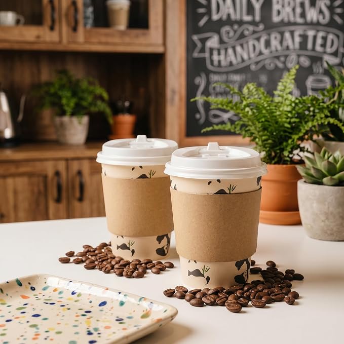 25 Pack 12 oz Disposable Cups Paper Coffee Cups