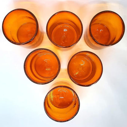 Solid Orange 9 oz Short Tumblers, Recycled Glass, Toxin-Free