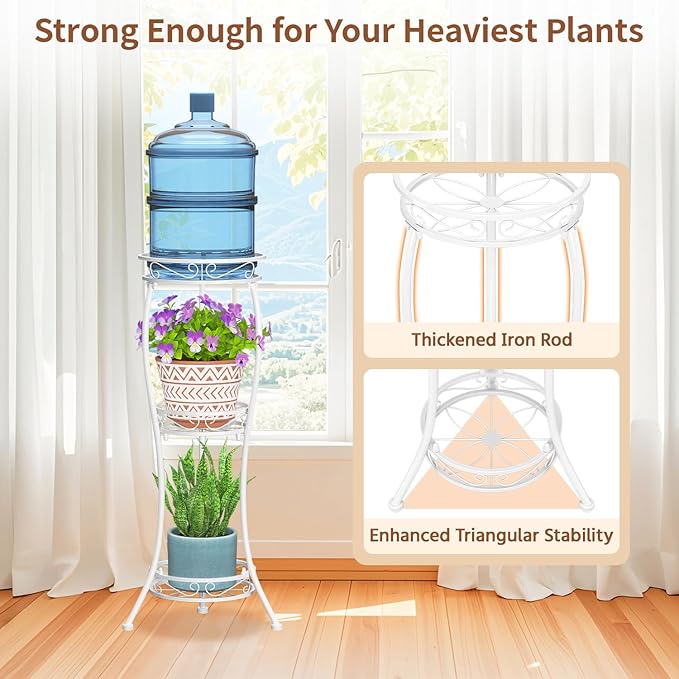 LASZOLA White 3 Tier Tall Plant Stand