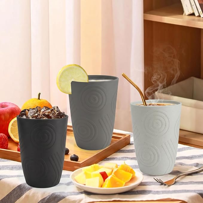 Wheat Straw Cups 6 PCS - 16 OZ Drinking Glasses