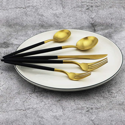 5-Piece 18/10 Stainless Steel Matte Gold Silverware Set, Kitchen Tableware Set