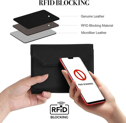 Leather Passport Holder for Travel,Passport Book Holder，Rfid Blocking Travel Wallet Protect Your Card Security, Travel Document Organizer for Men Women,Airport Essentials Gift (Black)