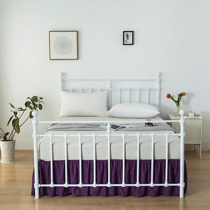 Bed Skirt Queen Size Ruffled Bed Skirt with Split Corners, 14 Inch Drop Dust Ruffle Bed Skirt with Platform, Grape, 14'' Queen