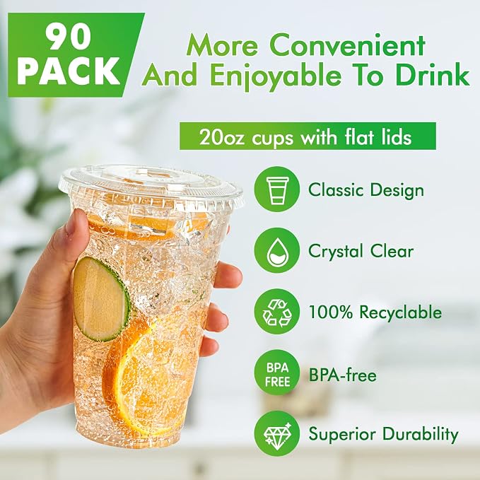 Lilymicky 20 oz Clear Plastic Cups