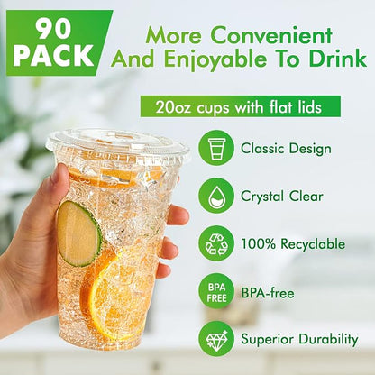Lilymicky 20 oz Clear Plastic Cups
