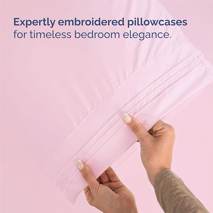 King Size 4 Piece Sheet Set - Comfy Breathable & Cooling Bed Sheets Set - Hotel Luxury Bedding for Women, Men, Kids, Teens, Boys & Girls - Deep Pockets, Soft and Wrinkle Free - Oeko-Tex - Light Pink