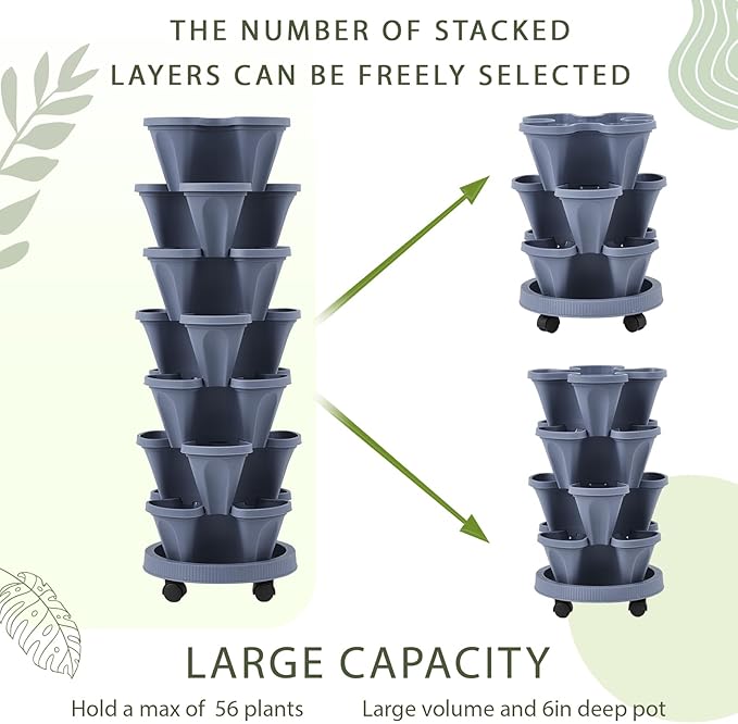 Umigy 2 Set of 7 Tier Vertical Planter Stackable Tower Planters Strawberry Herb