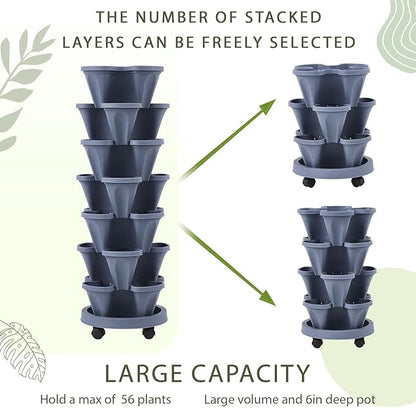 Umigy 2 Set of 7 Tier Vertical Planter Stackable Tower Planters Strawberry Herb