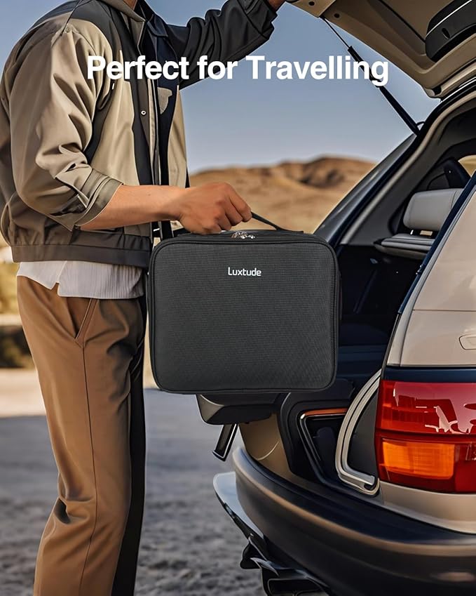 Luxtude Electronic Organizer Travel Case Large, Double Layer Tech Carrying Case, Cord Organizers Travel, Cable Organizers Bag, Large Charger Bag, Home Electronics Case Fits for iPad (Up to 12.9 in)