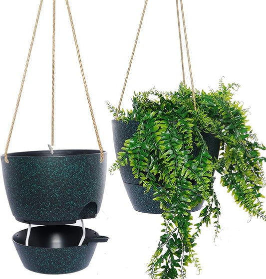 10 Inch Self Watering Hanging Pots, 2 Pack Hanging Planters