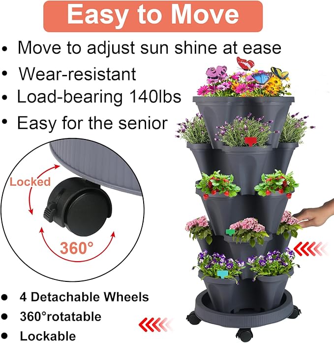 DUNCHATY Stackable Planter, Vertical Strawberry Planter