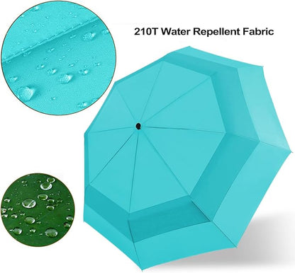 Lejorain Large Folding Golf Umbrella - Compact Mens Umbrellas Travel Rain and Windproof 54inch Collapsible Automatic Open Close Umbrella 210T Teflon Vented Double Canopy
