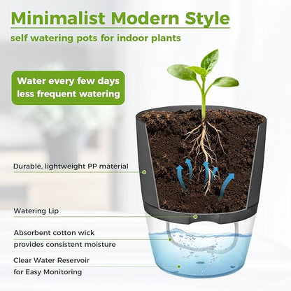 Planterhoma 5 Pack Self Watering Pots