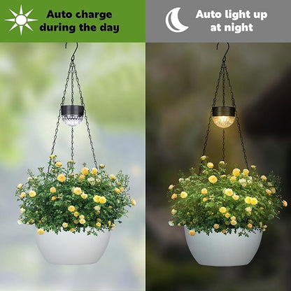 BAYN 2 Packs Solar Hanging Basket Planters