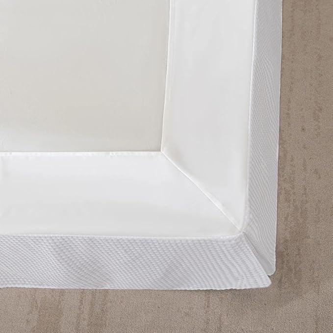 Full Bed Skirt, Wrap Around Bed Skirt with Pleated Corner, 12 Inch Drop Pleated Waffle Weave Bedskirts, Anti-Slip, Microfiber, White, 12'' Full