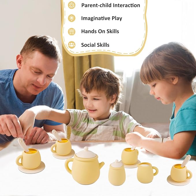 MCGMITT Toy Tea Set, Silicone Tea Party Set