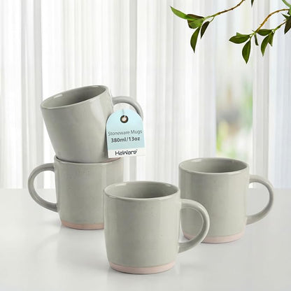 HaWare 13OZ Coffee Mugs with Handles, Stoneware Coffee Cups