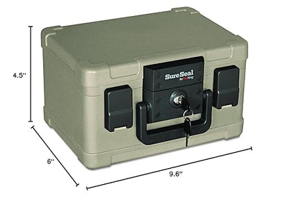 FireKing SureSeal Fire Safe with Key Lock, 1 Half Hour Fire Rated, UL Rated & 100 Hour Water Resistant Home Safe, Portable Home Safes, Taupe